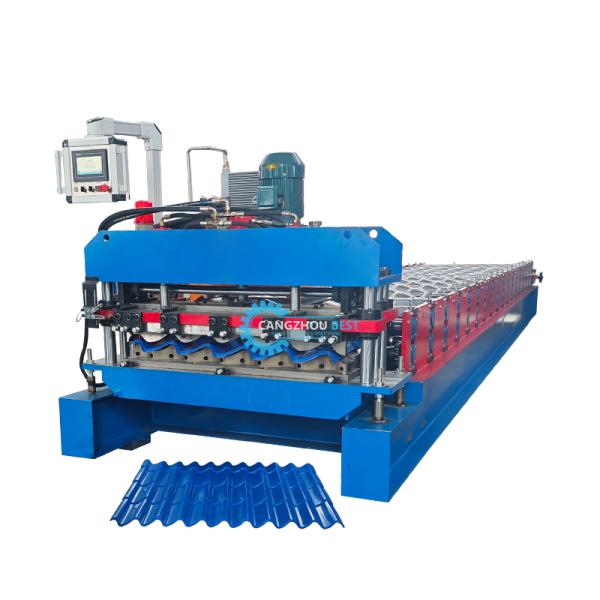 Quality Glazed Roof Tile Roll Forming Machine 3KW PLC Control 8-12m/min wholesale