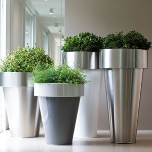 1.1m Tall Circular Cone Shape Large Stainless Steel Planters For Artificial