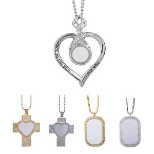 Sublimation Blanks Heart Button Necklace For Valentine'S Day Custom Pendant