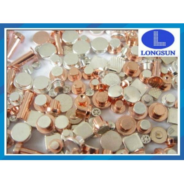 Electrical Contact Materials Solid Copper Rivets , Flat Head Metal Rivets AgWC