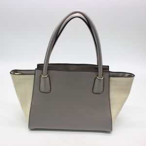 China 21cm Strap Personalised Tote Bags PU Grey Leather Tote Bag on sale