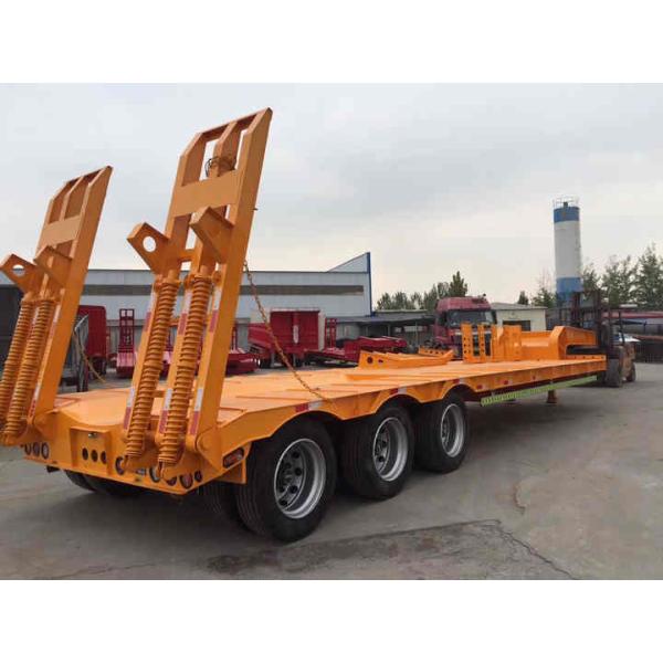 Tri-axle 60 Ton Low Bed Truck Trailer- SINOMICC semi trailer white color for transit machines
