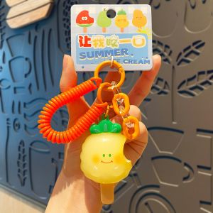 Cartoon Keychain Set Soft Touch Fruit Pendant Key Ring for Kids Party Favors
