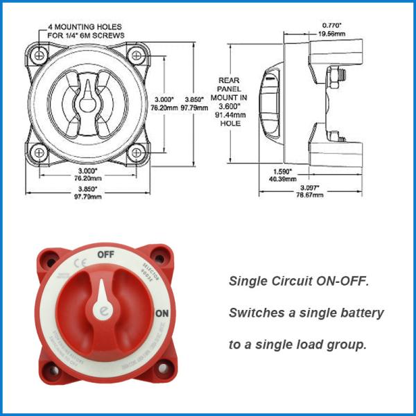 2 Position 32V 48V 350Amp Marine Boat Dual Battery Isolator Switch Waterproof 9003E