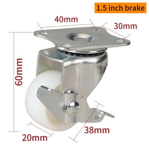 1.5 Inch Threaded Swivel Casters Small Caster Wheels With Brakes