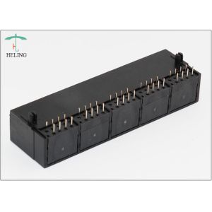 Black Housing Modular Jack 1 x 5 Ports RJ45 Multiport Connector For PC