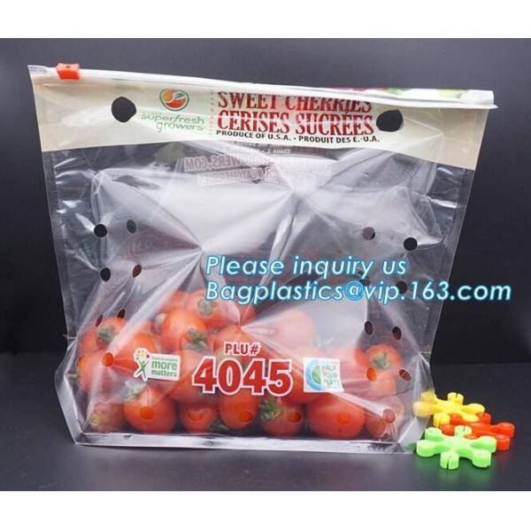 Perforated bag grape bag with air holes, fresh fruit stand up k bag for cherry,