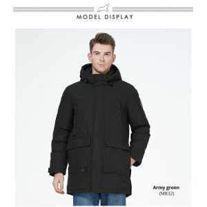 Parker Bio Mens Longline Puffer Jacket Mens Down Coat With 6 Pockets