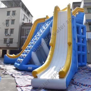 Giant Inflatable Water Jumping Tower With Slide For Lake