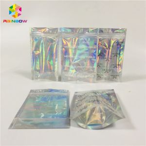 Clear Window Cosmetic Packaging Bag Customized Printing Plastic Hologram Mylar