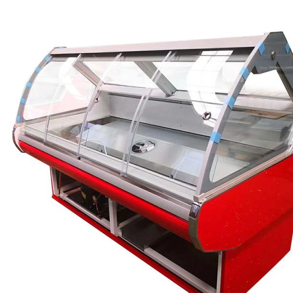Quality Supermarket Fresh Deli case Meat Refrigerator With Curved Glass Display wholesale