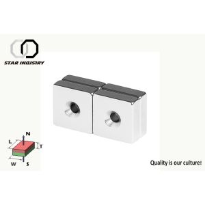 Strong Ndfeb Door Magnets For Multi Stopper N52 Countersunk Square Shape