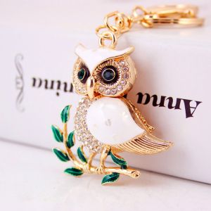 Owl Personalized Bling Wristlet Keychain 50mm Irregular Shaped