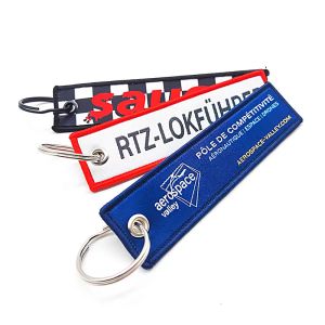 Customized Polyester Woven Keychain with Big Ring Attachment for Personalized