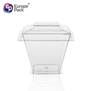 High quality square shape 58ml disposable clear cute plastic cup with lid