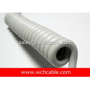 Cheap 30V PUR Curly Cable UL20563 26AWG 2C OD3.6mm FT2 Gray L=280mm TPEE Insulated for sale