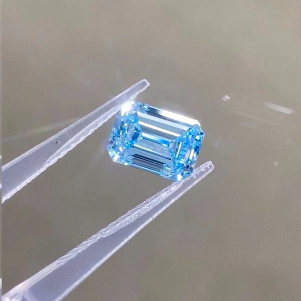 Quality ZKZ Diamonds 10 Mohs Blue Emerald Cut Lab Grown CVD Diamond 1-1.6ct wholesale