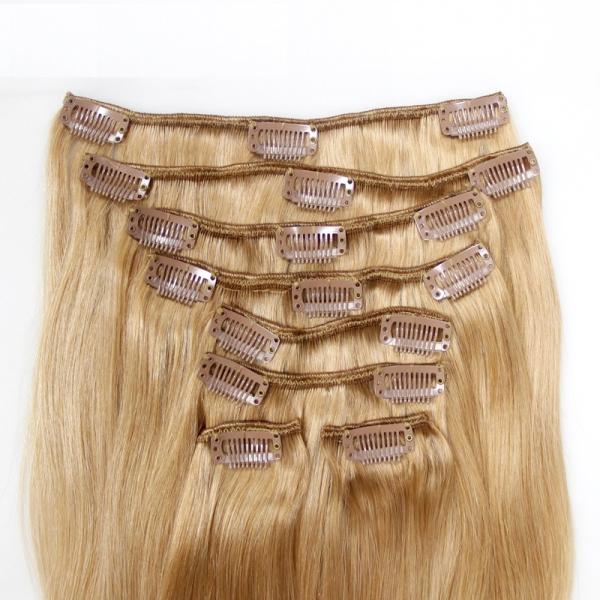 7 Small Pieces Virgin Human Hair Clip In Hair Extensions Color #27 Can Customized Other Colors