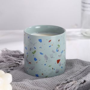 Custom Modern Ceramic Candle Jar Letterpress Printing With Lid