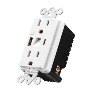 Plastic Eletrical USB Power Socket 15A 125V With Night Light