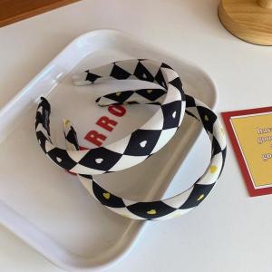 China Love Checkerboard Headband Fabric Sponge Headband For Women on sale