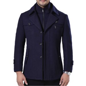 Men's Wool Cloth Thicken Coat with Full Size and 100% Polyester Filling Material