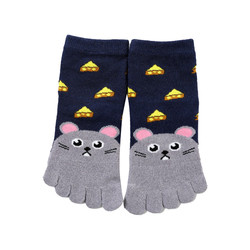 Thin Printed Picture Socks Sweatabsorbent Five Toes Breathable 90 Cotton
