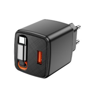 TurboVolt Dual Charging Adapter – USB-A & USB-C Wired Power Brick | 45W PD + QC3.0