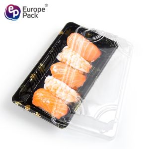 Best selling one time ps plastic square plate sushi tray with lid