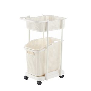 Cheap Stackable 72cm 2 Tier Plastic Laundry Hamper With Wheels for sale