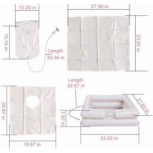 Inflatable Shampoo Basin with Bedside PVC Shower Bag Combo Pack, Shampoo Bowl