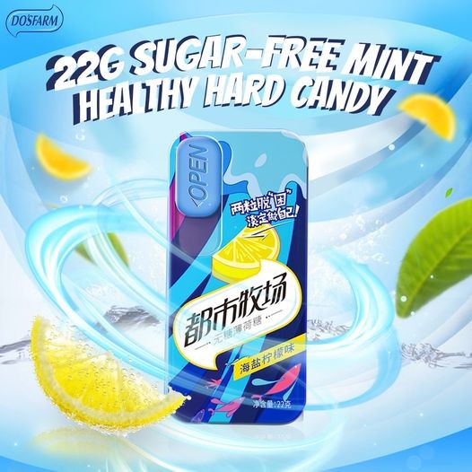 Quality Sea Salt Lemon Special Flavor Sugar Free Candy With Metal Tin Pack wholesale