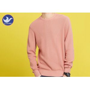China Computer Knitting Men's Knit Pullover Sweater Pink Trendy Jumper For Spring / Autumn on sale
