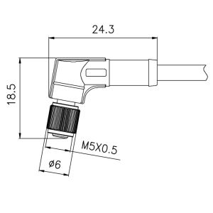 PA66 M5 Female Molded Cable Connector 4 Pin Ip68 A Coding TPU