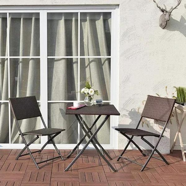 Outdoor Banquet Events Folding PE Rattan Wicker Dining Coffee Chair with Custom Logo