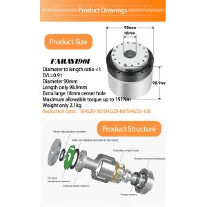 Faradyi Customize 30/40/50N.m 300W 30/60RPM Reducer Harmonic Motor With Encoder