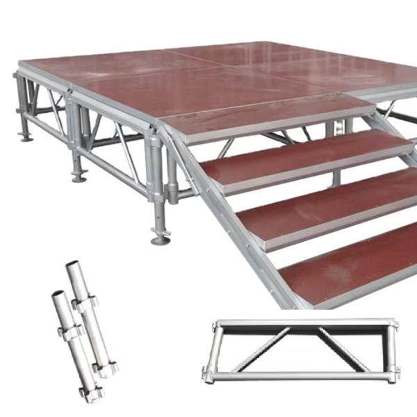 Adjustable Portable Stage Platform Modular System Square Red Finish Aluminum