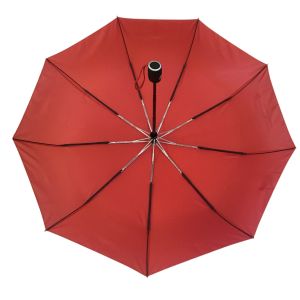 9 Fiberglass Ribs Three Folding Pongee Fabric Compact Rain Umbrella