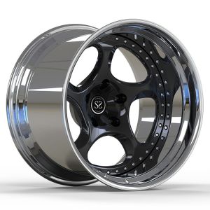 China For GT4 2-PC Forged Aluminum Alloy Rims Staggered 19 20 inch Polish Barrel Gloss Black Disc Wheels on sale