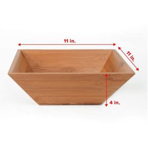 Bamboo large square salad bowl with serving hands
