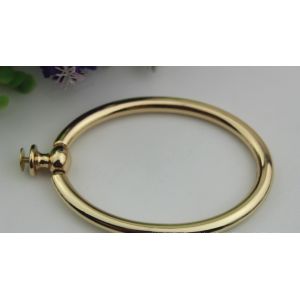 Unique fashion handbag hardware light gold metal circle handle for tote bag