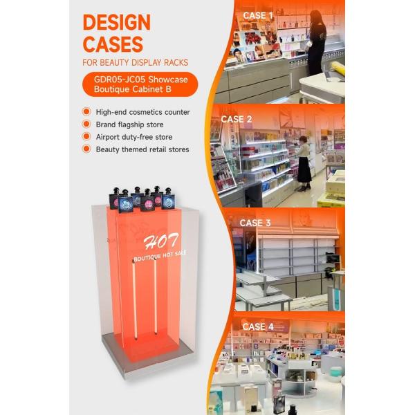 GDR05-JC05 Makeup Display Rack with 3mm Orange Semi-Transparent Acrylic Assembled Box for Fashion Boutique