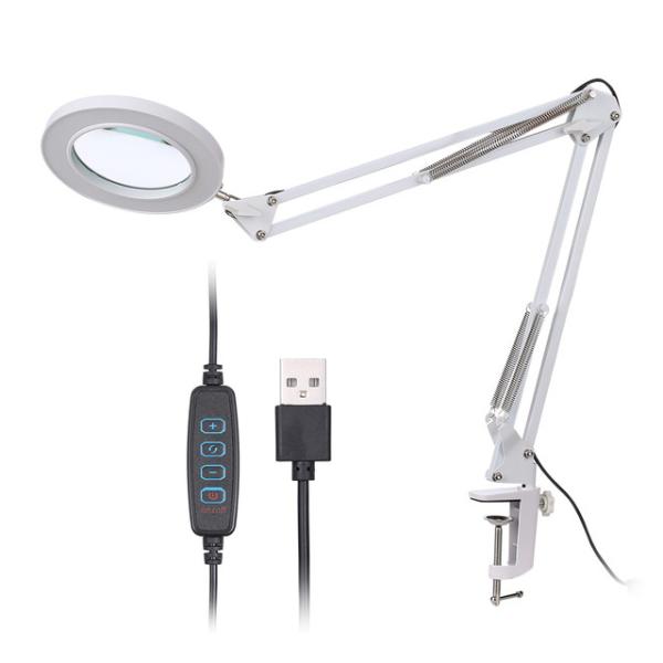 led magnifier lamp led light source c clamp base USB power input magnification