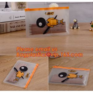 China Logo Printed PVC Plastic Pencil Bag With Zipper, Custom pvc clear printed stationery zip lock plastic pencil bag on sale