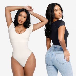 Summer Season Seamless Bodysuit with Super Strong Chest Support and Bow Collar