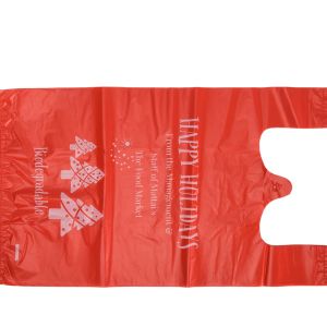 Cheap HDPE Custom Pattern Widen Handle T Shirt Plastic Bag For Food Waste And Disposal for sale