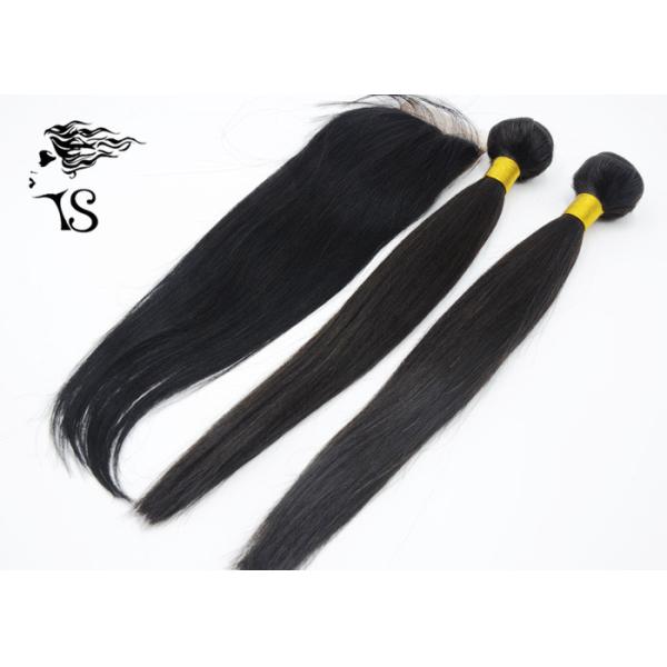 Quality Black Color Straight Frontal Swiss Lace Closure With Hair Weaves Bundle Free Part wholesale