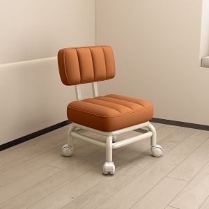 Soft Padded Short Stool With Backrest Light Luxury And Simple Style