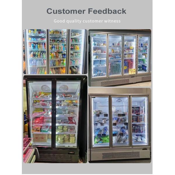 1450L Glass Door Commercial Display Freezer Factory Vertical Showcase