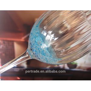 Handmade Ocean Blue Wine Goblet Glass With Sparkling Bubbles